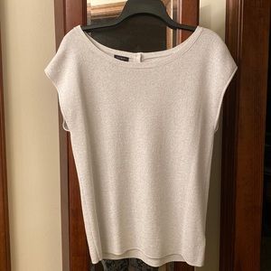 White and silver sleeveless dress top